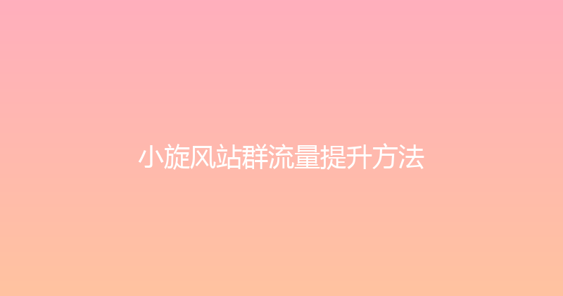 小旋风站群流量提升方法 封面图