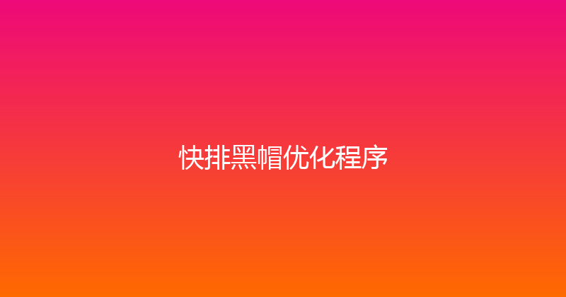 快排黑帽优化程序 封面图