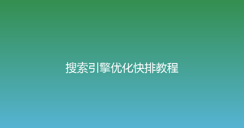 搜索引擎优化快排教程 封面图