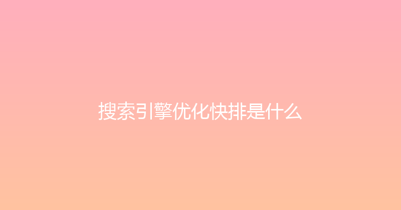 搜索引擎优化快排是什么 封面图