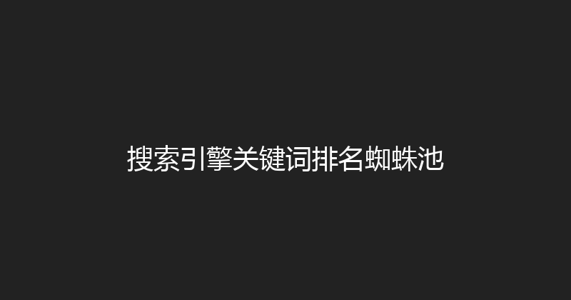 搜索引擎关键词排名蜘蛛池 封面图