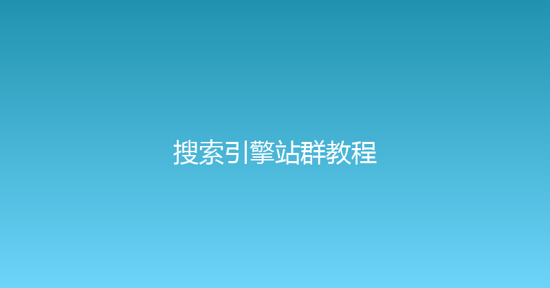 搜索引擎站群教程 封面图