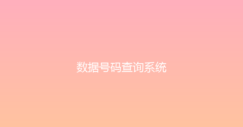 数据号码查询系统 封面图