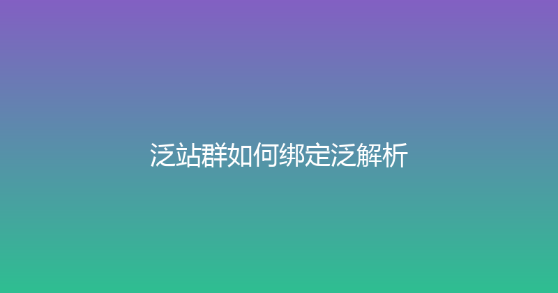 泛站群如何绑定泛解析 封面图