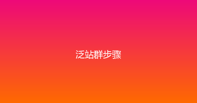 泛站群步骤 封面图