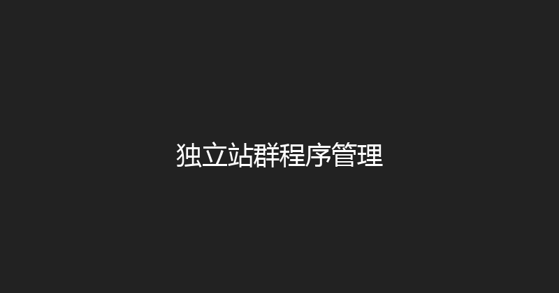 独立站群程序管理 封面图