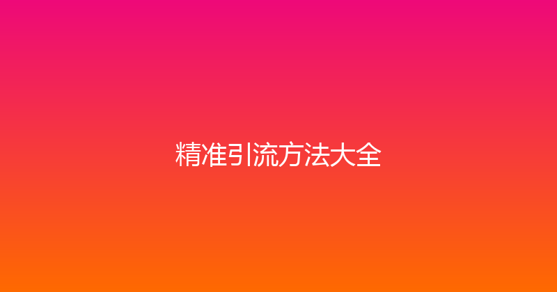 精准引流方法大全 封面图