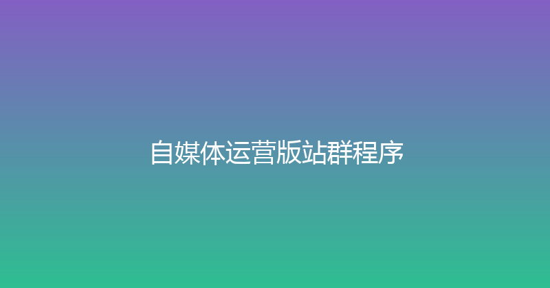 自媒体运营版站群程序 封面图
