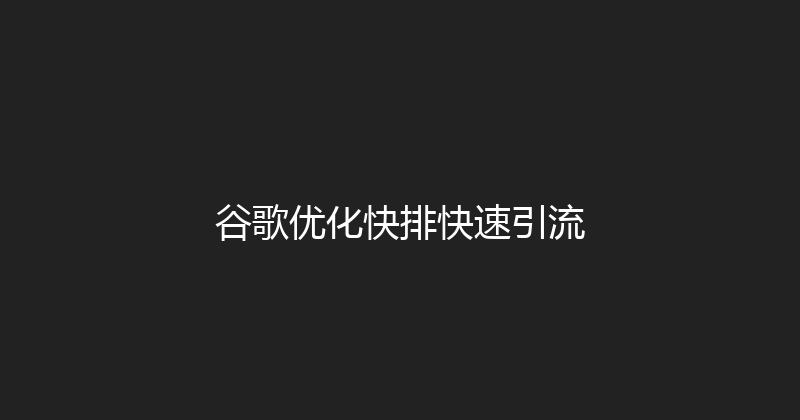谷歌优化快排快速引流 封面图