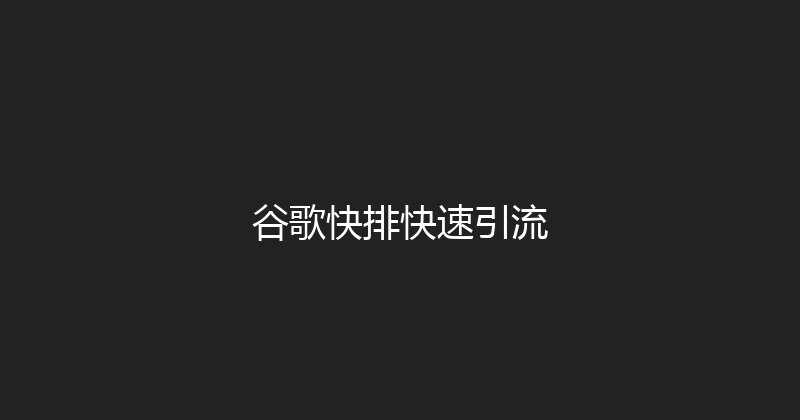 谷歌快排快速引流 封面图