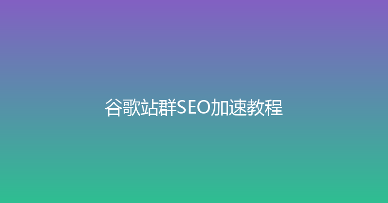 谷歌站群SEO加速教程 封面图