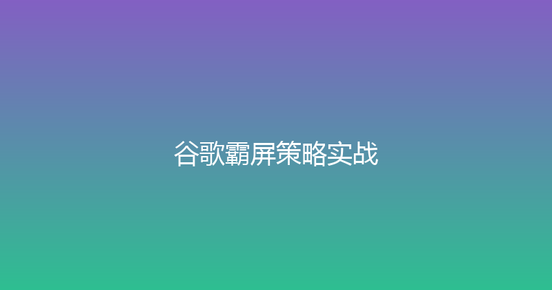 谷歌霸屏策略实战 封面图