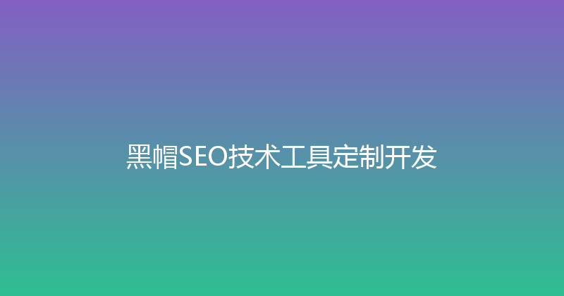 黑帽SEO技术工具定制开发 封面图