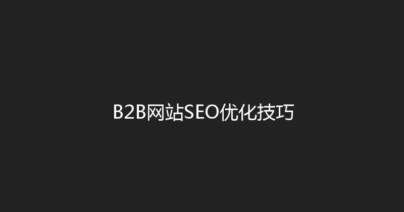 B2B网站SEO优化技巧 封面图