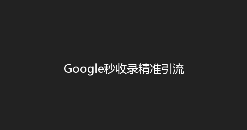 Google秒收录精准引流 封面图
