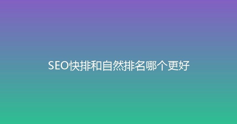 SEO快排和自然排名哪个更好 封面图