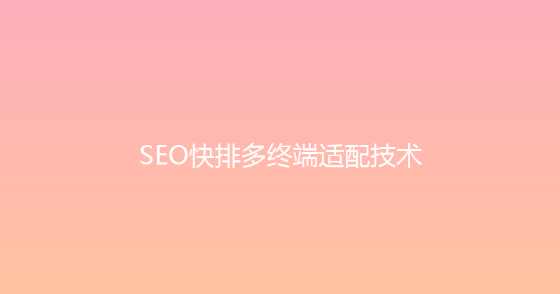 SEO快排多终端适配技术 封面图