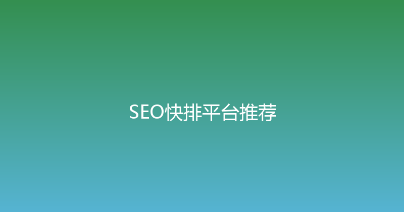 SEO快排平台推荐 封面图