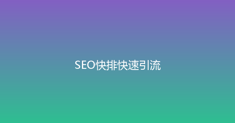 SEO快排快速引流 封面图